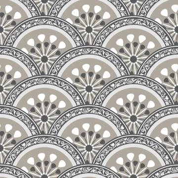 Vintage seamless pattern with gray circles Stock Illustration