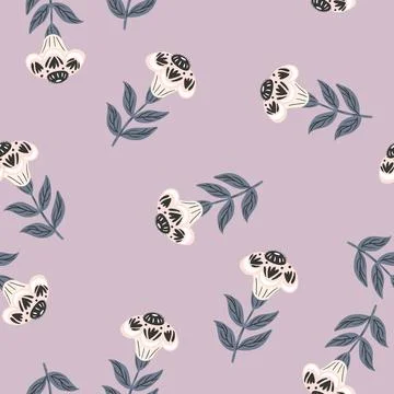Vintage seamless pattern in hand drawn style with folk flowers elements. Stock Illustration