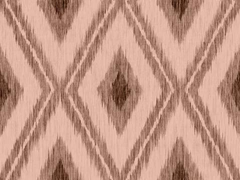 Vintage seamless pattern in Ikat style in trendy Mocha Mousse color. Patter.. Иллюстрация