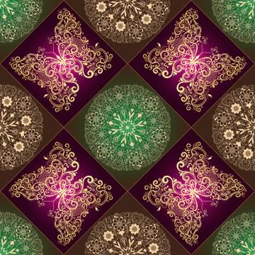 Vintage seamless pattern with lace circles Stock Illustration