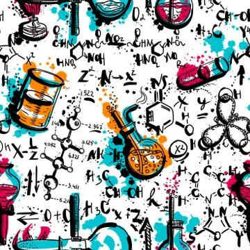 Vintage seamless pattern old chemistry laboratory Stock Illustration