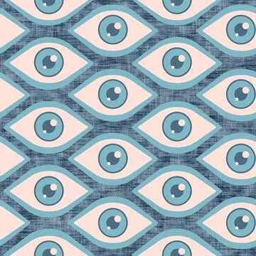Vintage seamless pattern with open eyes Stock Illustration