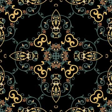 Vintage seamless pattern. Ornamental arabesque background. Repeat colorful ve Illustrazione stock