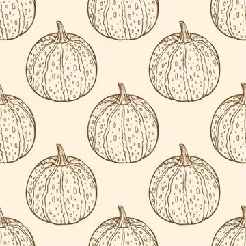 Vintage seamless pattern with pumpkins. Stock Illustration