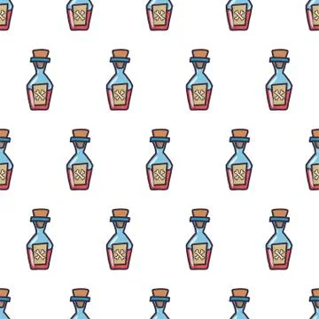 Vintage seamless pattern with red poison Stock Illustration