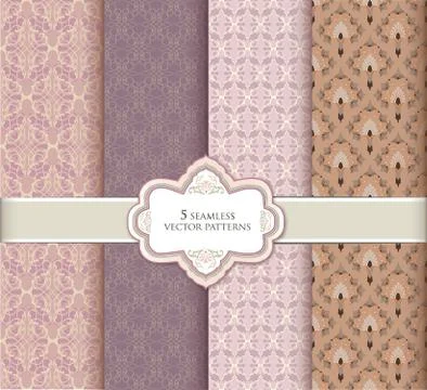 Vintage seamless pattern set.. Abstract floral oriental texture. Stock Illustration