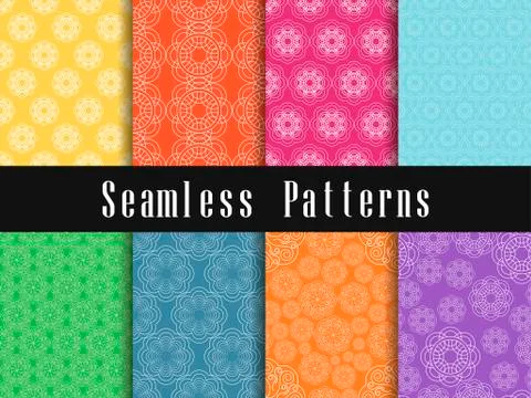 Vintage seamless pattern set. Baroque ornament. Vector illustration Illustrazione stock
