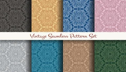 Vintage Seamless Pattern set Stock Illustration