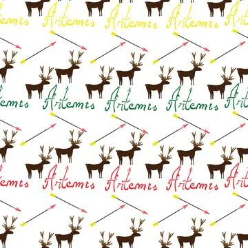Vintage seamless pattern with stag and words Stock Illustration