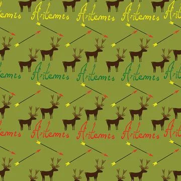 Vintage seamless pattern with stag and words and arrow Stock Illustration