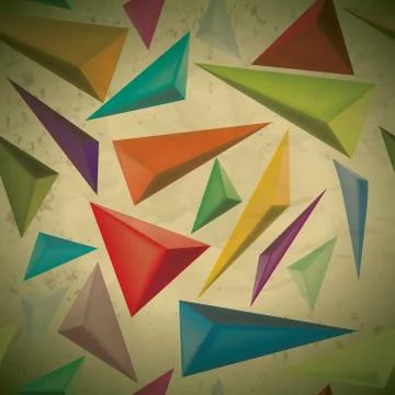 Vintage seamless pattern with three-dimensional triangles Illustrazione stock