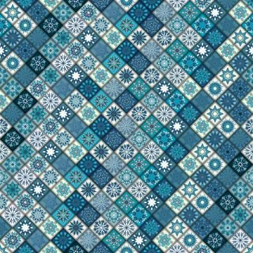 Vintage seamless pattern with tile patchwork elements. Stock Illustration