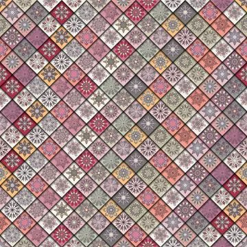 Vintage seamless pattern with tile patchwork elements. Stockillustratie