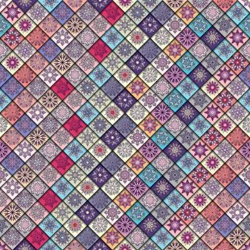 Vintage seamless pattern with tile patchwork elements. Stockillustratie