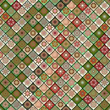 Vintage seamless pattern with tile patchwork elements. Stock Illustration