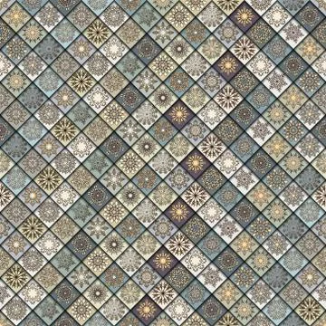 Vintage seamless pattern with tile patchwork elements. Stock Illustration