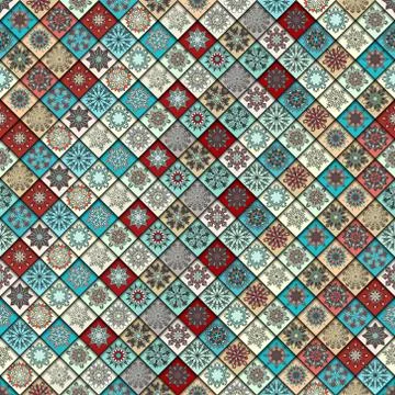 Vintage seamless pattern with tile patchwork elements. Stock Illustration