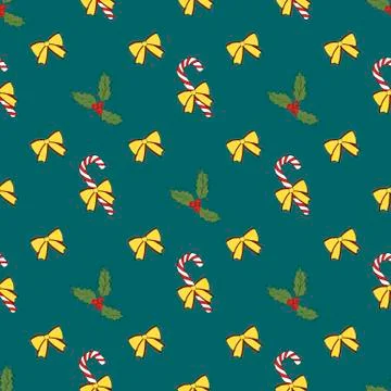 Vintage seamless pattern with vector holly pattern for paper design. Happy new Stock Illustration