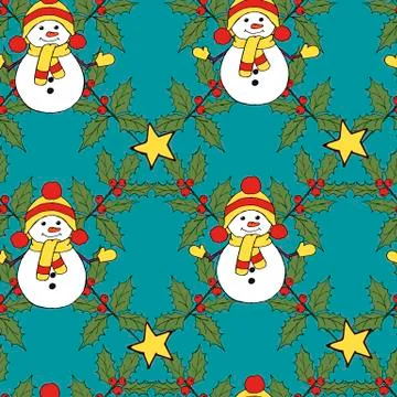 Vintage seamless pattern with vector holly pattern for paper design. Happy new イラスト素材