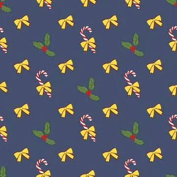 Vintage seamless pattern with vector holly pattern for paper design. Happy new Stock Illustration
