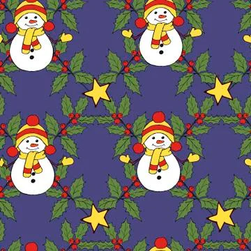 Vintage seamless pattern with vector holly pattern for paper design. Happy new Stockillustratie