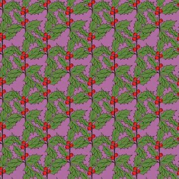 Vintage seamless pattern with vector holly pattern for paper design. Happy new 스톡 일러스트