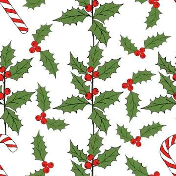 Vintage seamless pattern with vector holly pattern for paper design. Happy new 스톡 일러스트