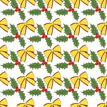 Vintage seamless pattern with vector holly pattern for paper design. Happy new 스톡 일러스트