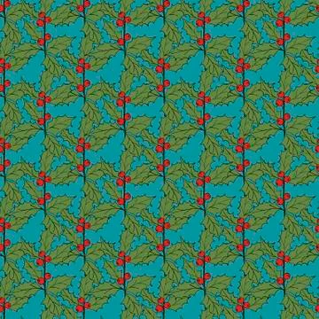 Vintage seamless pattern with vector holly pattern for paper design. Happy new Stock Illustration
