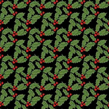 Vintage seamless pattern with vector holly pattern for paper design. Happy new Stock Illustration