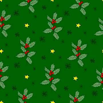 Vintage seamless pattern with vector holly pattern for paper design. Happy new イラスト素材