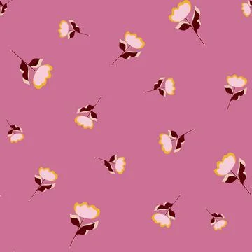 Vintage seamless pattern with wild simple flowers random abstract ornament. P イラスト素材