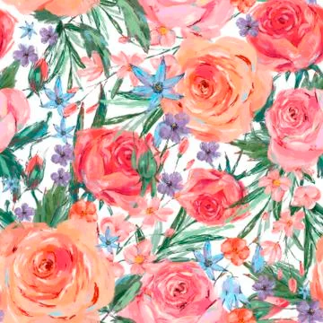 Vintage seamless pattern wuth pink roses Stock Illustration