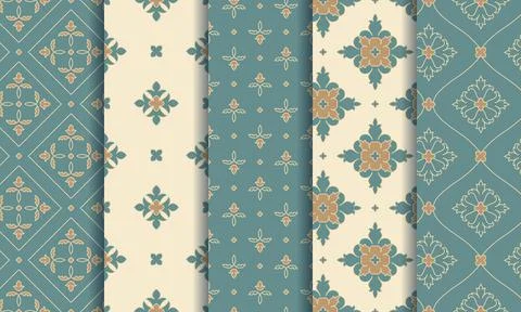 Vintage seamless patterns. Abstract vector ornaments. Stock Illustration