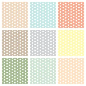 Vintage seamless polka dot patterns set Stock Illustration