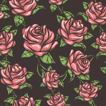 Vintage Seamless Rose Pattern Stock Illustration