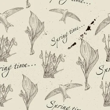 Vintage seamless texture about spring. Stock Illustration