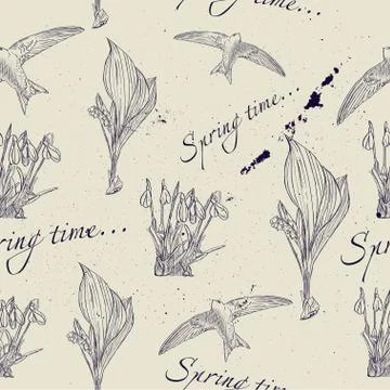 Vintage seamless texture about spring. Stock Illustration