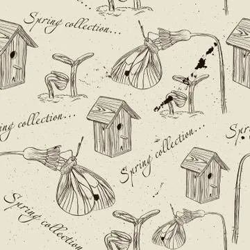 Vintage seamless texture about spring. Stock Illustration