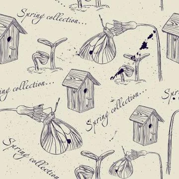 Vintage seamless texture about spring. Stock Illustration