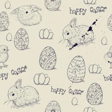 Vintage seamless texture with easter eggs. Stock Illustration