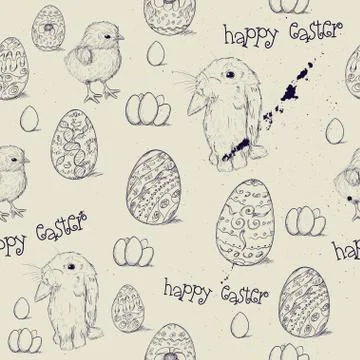 Vintage seamless texture with easter eggs. Stock Illustration