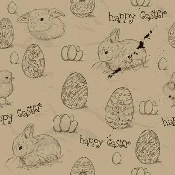Vintage seamless texture with easter eggs. Stock Illustration