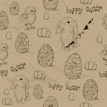 Vintage seamless texture with easter eggs. Stock Illustration