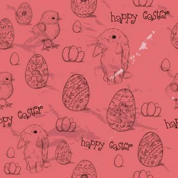 Vintage seamless texture with easter eggs. Stock Illustration