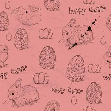 Vintage seamless texture with easter eggs. Stock Illustration