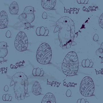Vintage seamless texture with easter eggs. Stock Illustration