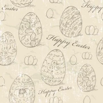 Vintage seamless texture with easter eggs. Stock Illustration