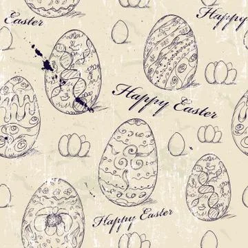 Vintage seamless texture with easter eggs. Stock Illustration