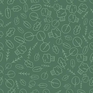 Vintage seampless pattern with linear trees. Retro forest silhouette line art イラスト素材